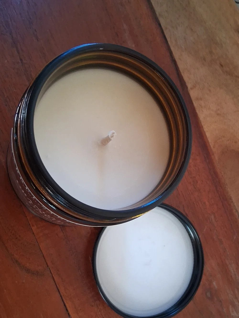 Market Street Grandma's Garden Soy Candle — Amber Glass with Black Lid 8oz